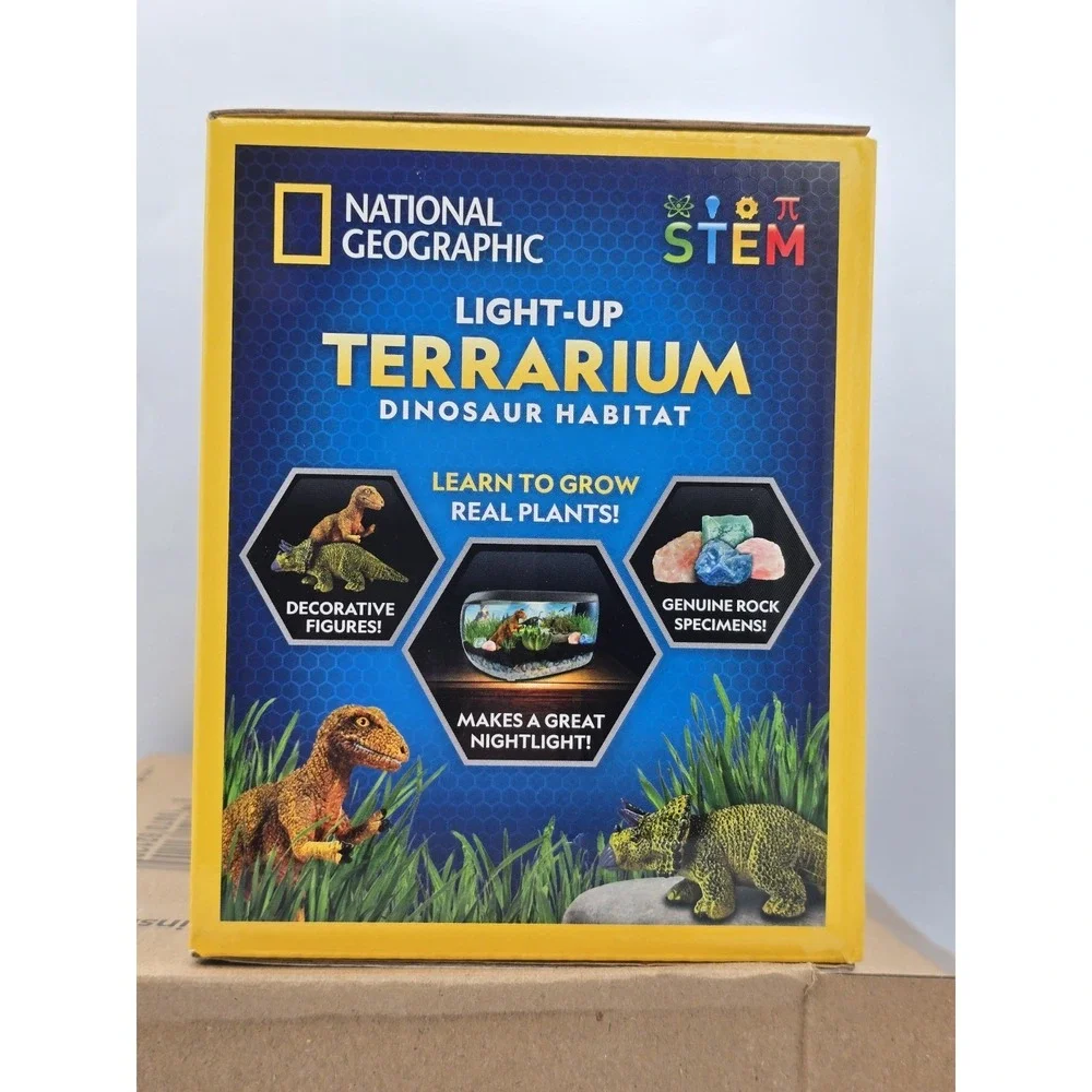 NEW Dinosaur Habitat Light-Up Terrarium Kit for Kids with Plants and Gemstones